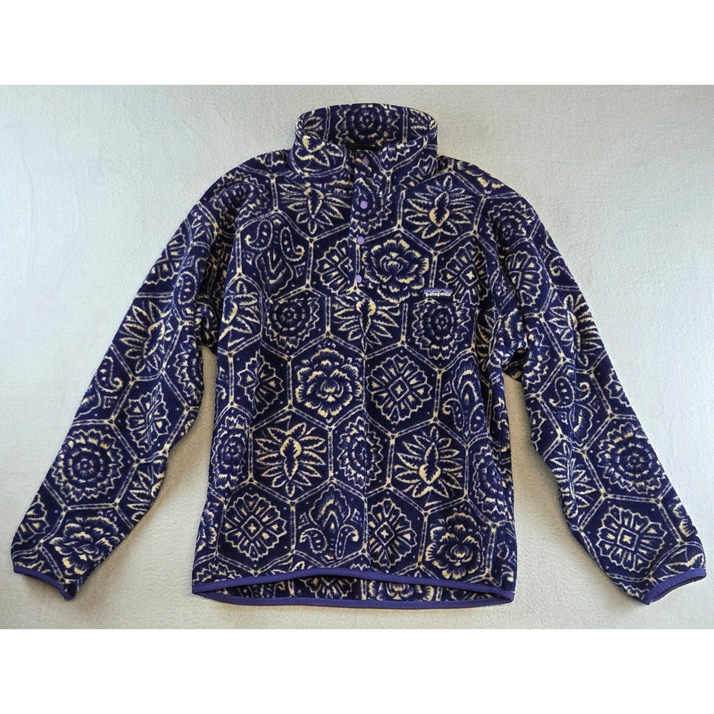 Vintage 1995 Patagonia Nepali Hexagon Synchilla Snap-T Fleece Pullover M USA
